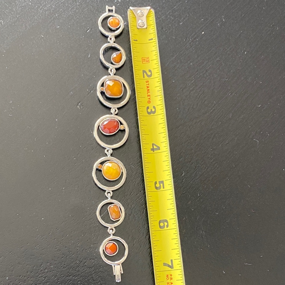 Silver and Orange Circle Bracelet